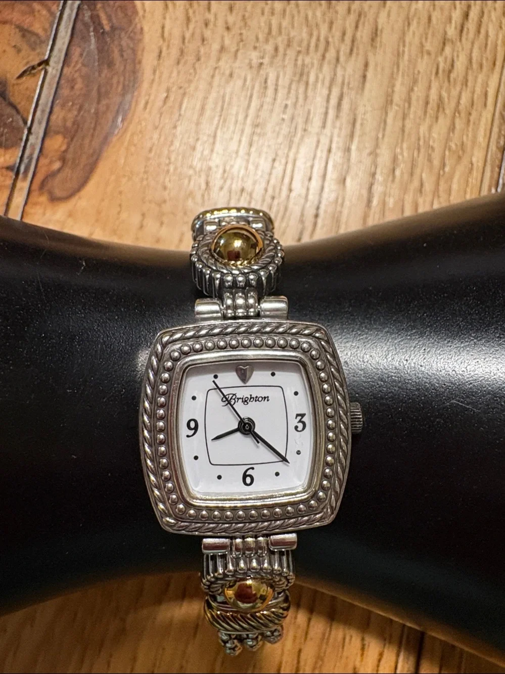 Brighton Vintage Two-Tone Beaded Square Dial Bracelet Watch - Silver & Gold